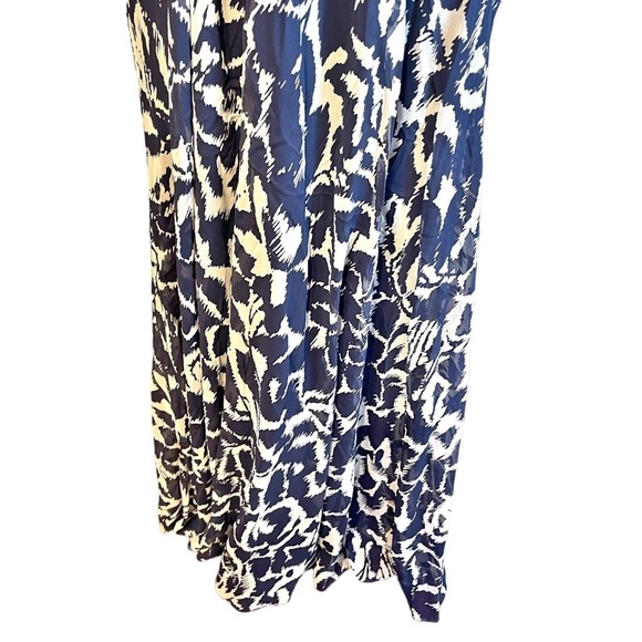 BCBGMaxazia Midnight Blue & Cream Abstract Print Full Length Silk Halter Dress - Picture 12 of 12